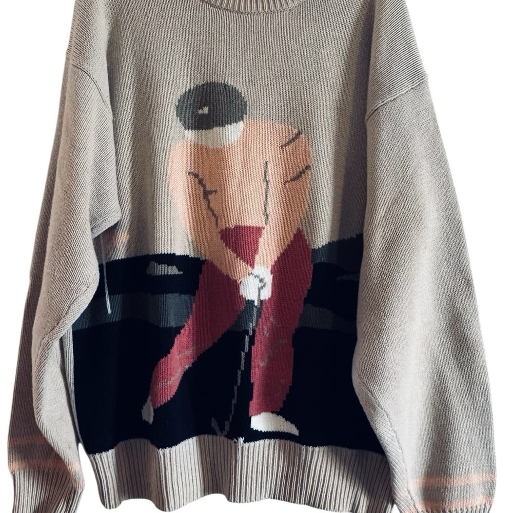 Vintage Sansabelt Golf / Sport Sweater, Men’s L, 100% Cotton, Bold Print - Picture 2 of 8